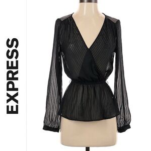 Express 🖤 Black wrap/peplum long sleeve dress shirt! New with tags!